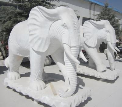 大连石材石雕汉白玉大象狮子晚霞红大象狮子喷泉